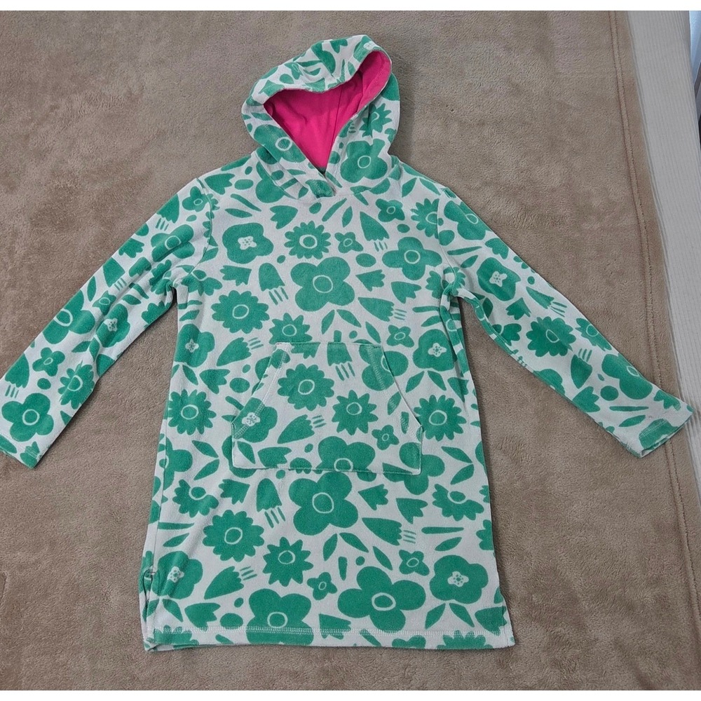 Mini Boden Towelling Hooded Swim Cover-Up Dress Kids 8-9 yrs Floral AOP GOOD